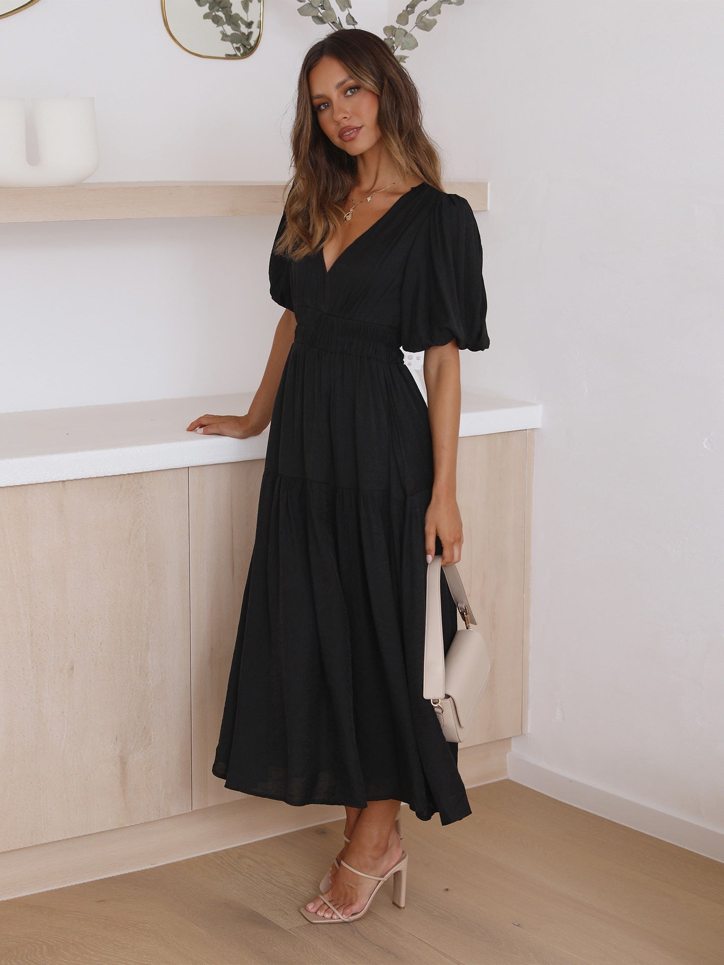 Susan Ruffle Midi Dress