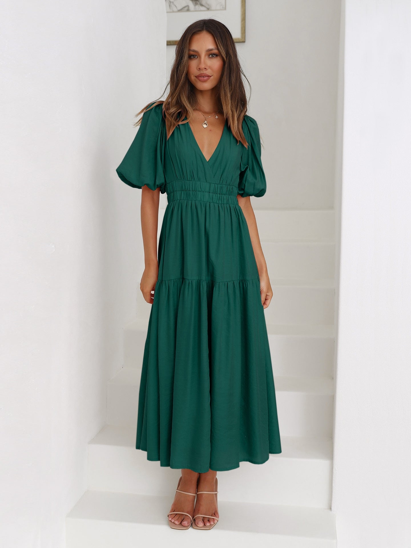 Susan Ruffle Midi Dress